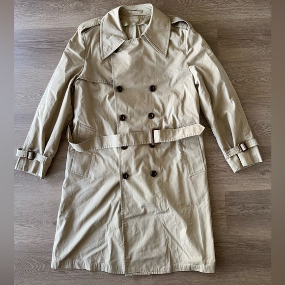 Vintage London Fog Classic Beige Men’s Belted Trench Coat Size 38 Regular